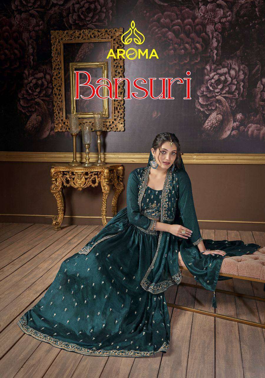 AROMA BANSURI BY SARA TRENDZ 1150 TO 1153 SERIES SILK HEAVY EMBROIDERY WORK DRESSES
