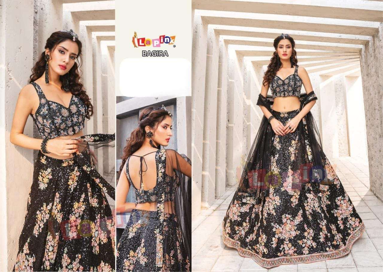 BAGIRA BY LAPINK DESIGNER FABRIC HEAVY WORK FESTIVE WEAR CROP-TOP READYMADE LEHENGA
