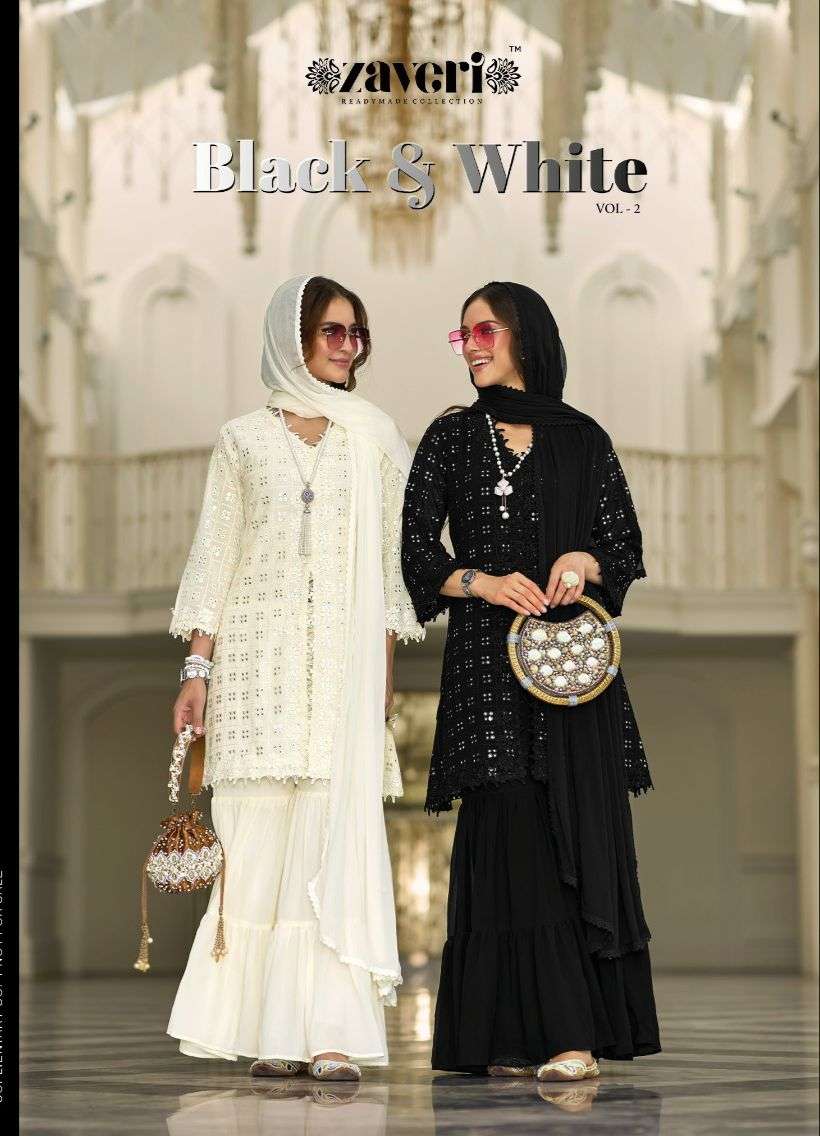 BLACK & WHITE VOL-2 BY ZAVERI 1235 & 1236 SERIES GEORGETTE WORK READYMADE DRESSES