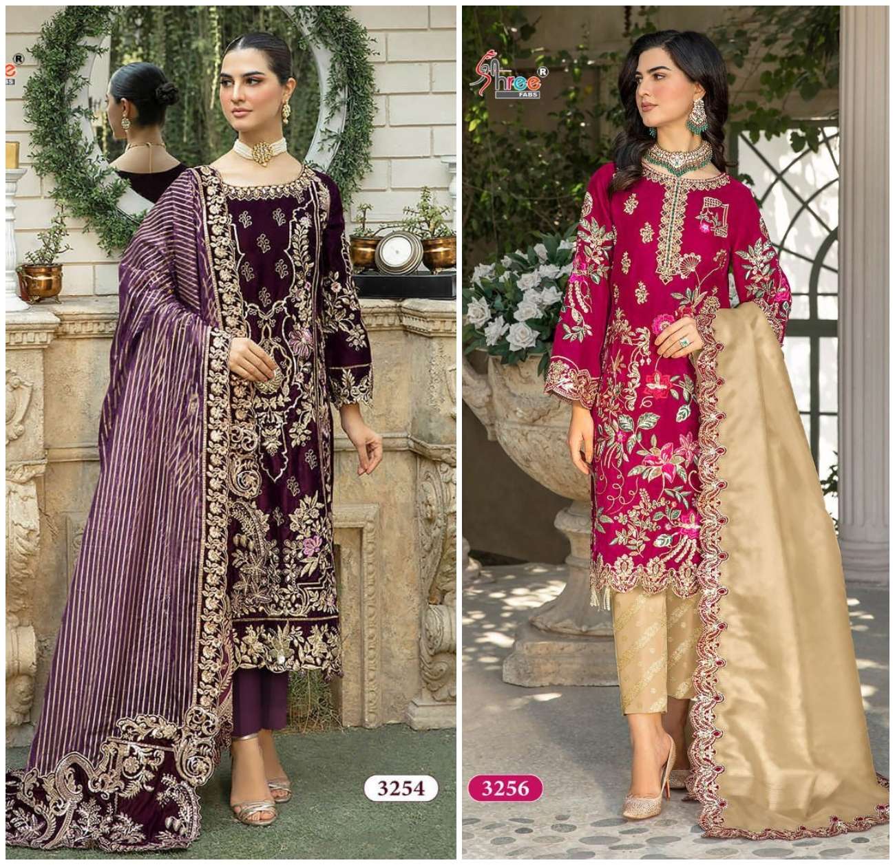 IMROZIA 3254 & 3256 HITS BY SHREE FABS VELVET EMBROIDERY WORK PAKISTANI DRESSES