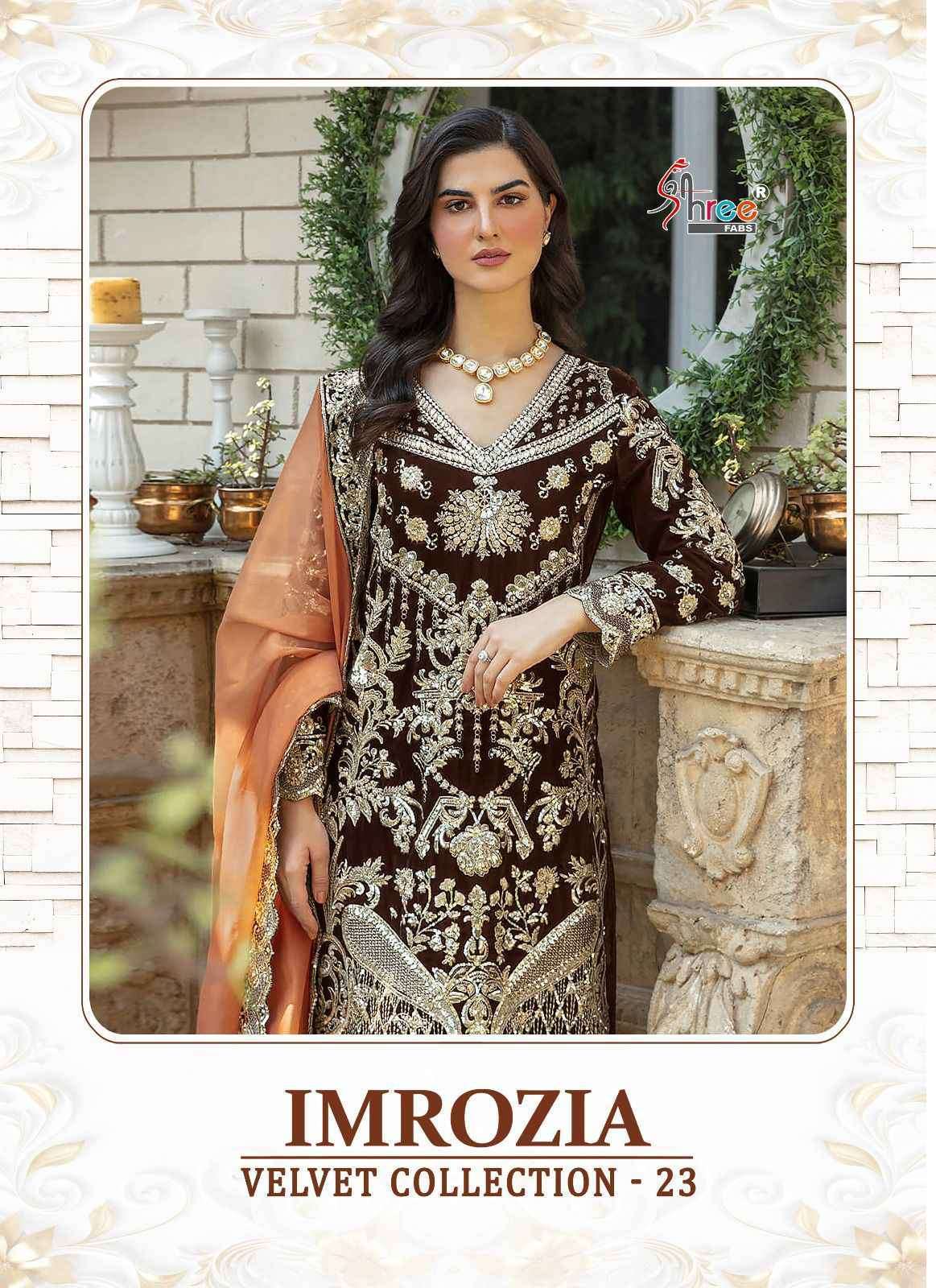 IMROZIA VELVET COLLECTION-23 BY SHREE FABS 3254 TO 3258 SERIES VELVET WORK PAKISTANI DRESSES