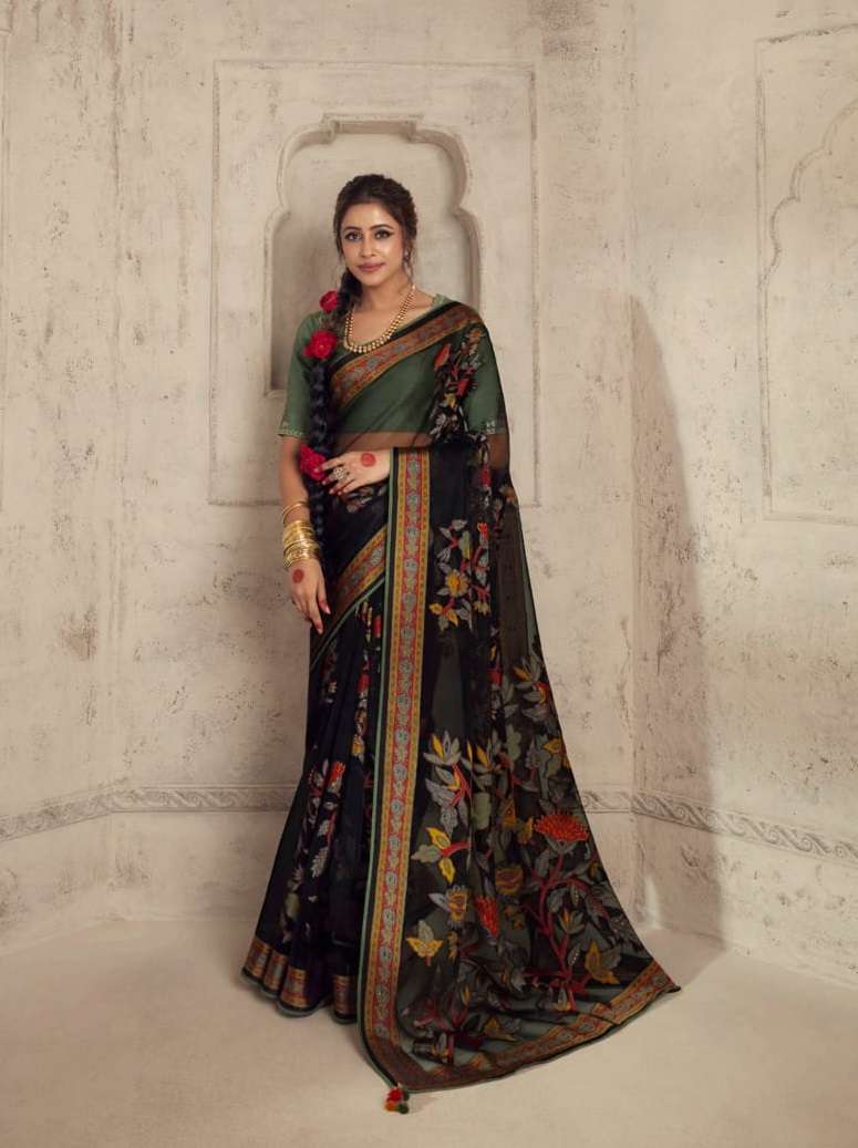 MEERA PREMIUM VOL-13 BY KIMORA 17001 TO 17011 SERIES SILK BRASSO HEAVY WORK SAREES