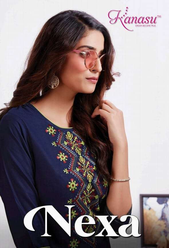 NEXA BY KANASU 9101 TO 9108 SERIES RAYON EMBROIDERY WORK KURTIS