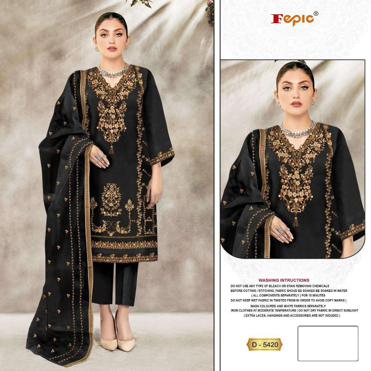 D-5420 HIT DESIGN BY FEPIC ORGANZA HEAVY EMBROIDERY WORK PAKISTANI DRESS