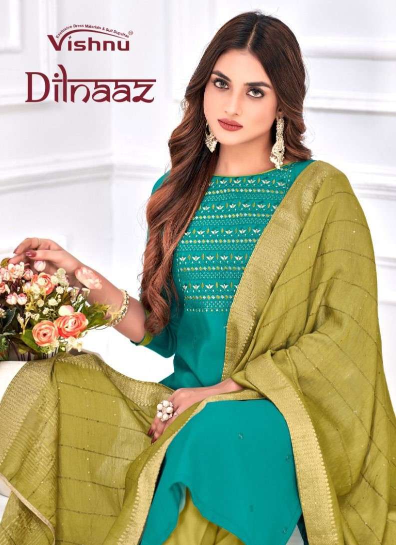 DILNAAZ BY VISHNU 23001 TO 23012 SERIES ROMAN SILK EMBROIDERY WORK