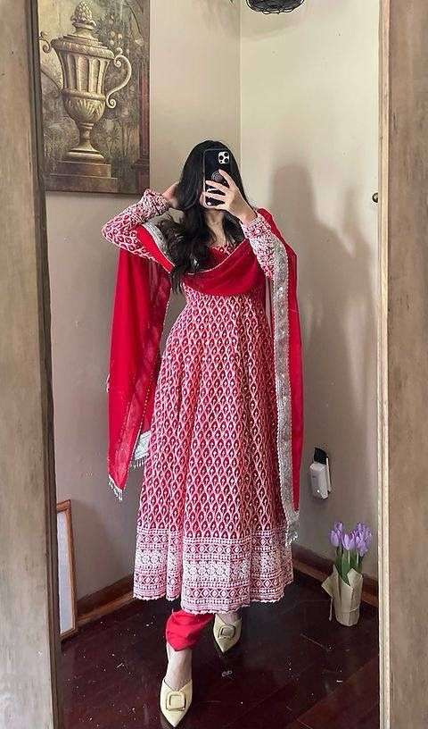 LC-862 COLOURS BY AQSAWHOLESALE HEAVY GEORGETTE EMBROIDERY WORK READYMADE DRESSES
