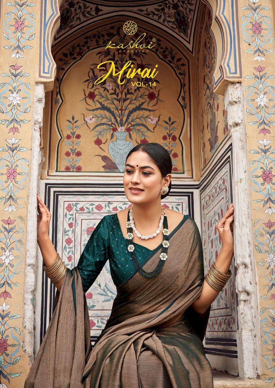 MIRAI VOL-14 BY KASHVI CREATION 1001 TO 1008 SERIES SOFT SILK CASUAL WEAR SAREES