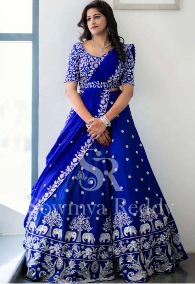 MJ-075 BY AQSAWHOLESALE CHINON THREAD EMBROIDERY READYMADE LEHENGA