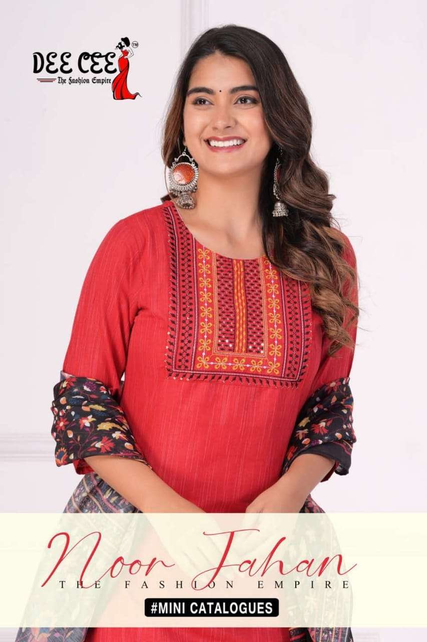 NOOR JAHAN BY DEE CEE 1001 TO 1004 SERIES COTTON EMBROIDERY READYMADE DRESSES