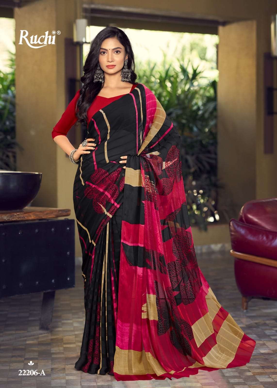 VARTIKA SILK VOL-2 BY RUCHI SAREES 22201-A TO 22206-A SERIES SATIN SILK PRINT SAREES