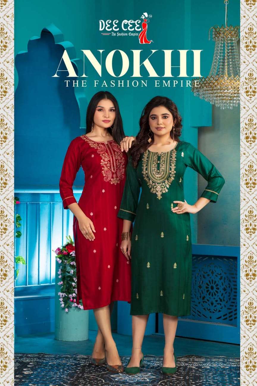 ANOKHI BY DEE CEE 101 TO 106 SERIES HEAVY DOBI EMBROIDERY WORK KURTIS
