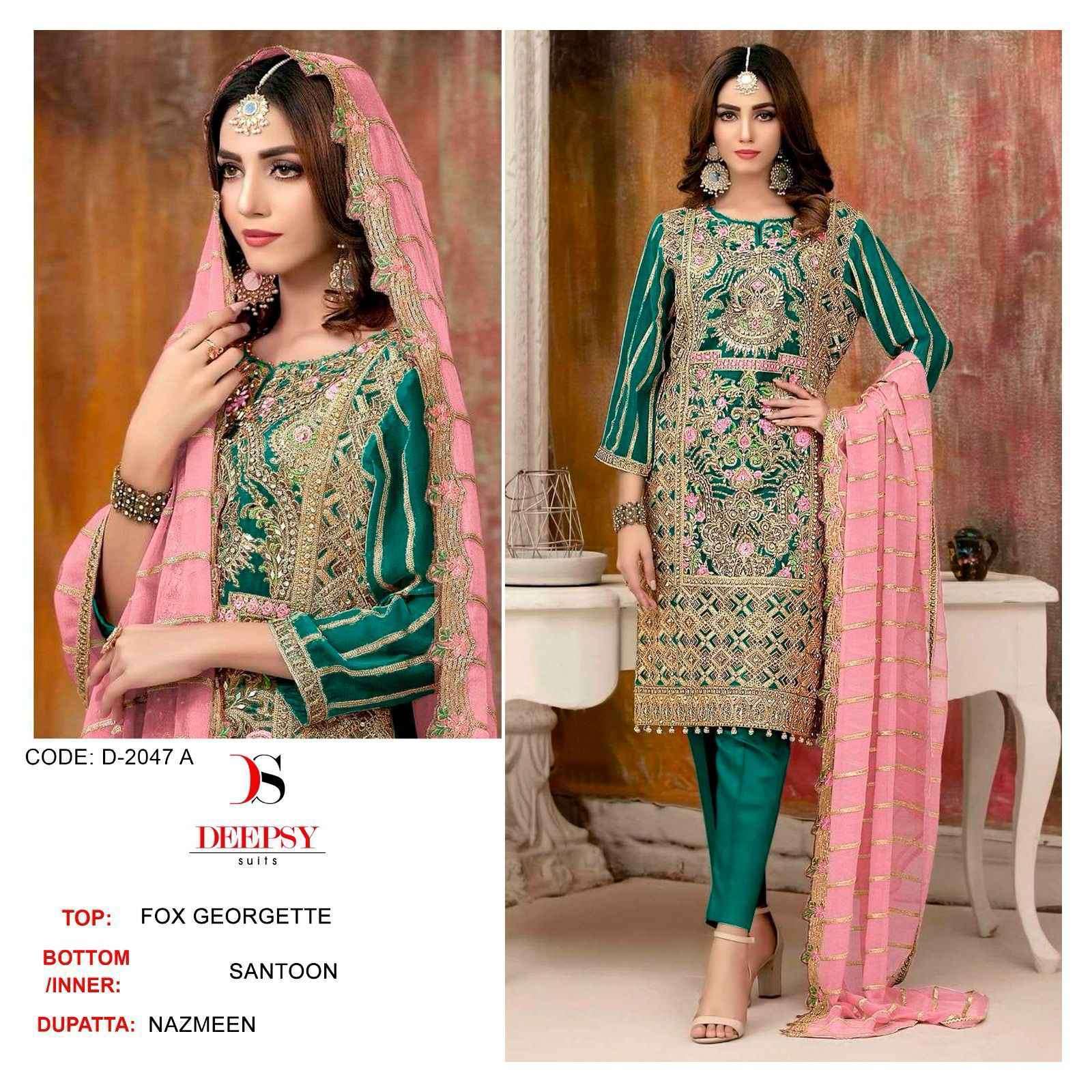 D-2047 COLOURS BY DEEPSY SUITS 2047-A TO 2047-D SERIES GEORGETTE WORK PAKISTANI DRESSES