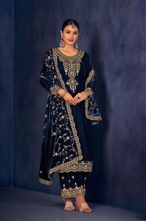 HASRAT 2001 COLOURS BY AQSAWHOLESALE 2001-A TO 2001-D SERIES VELVET HEAVY WORK DRESSES