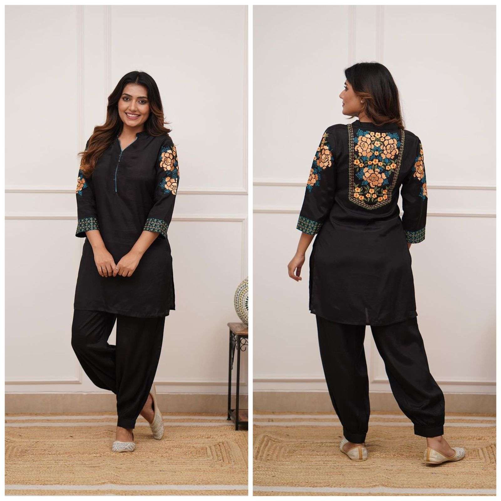 IPO BY AQSAWHOLESALE HEAVY RAYON COTTON EMBROIDERY WORK KURTI & PANTS