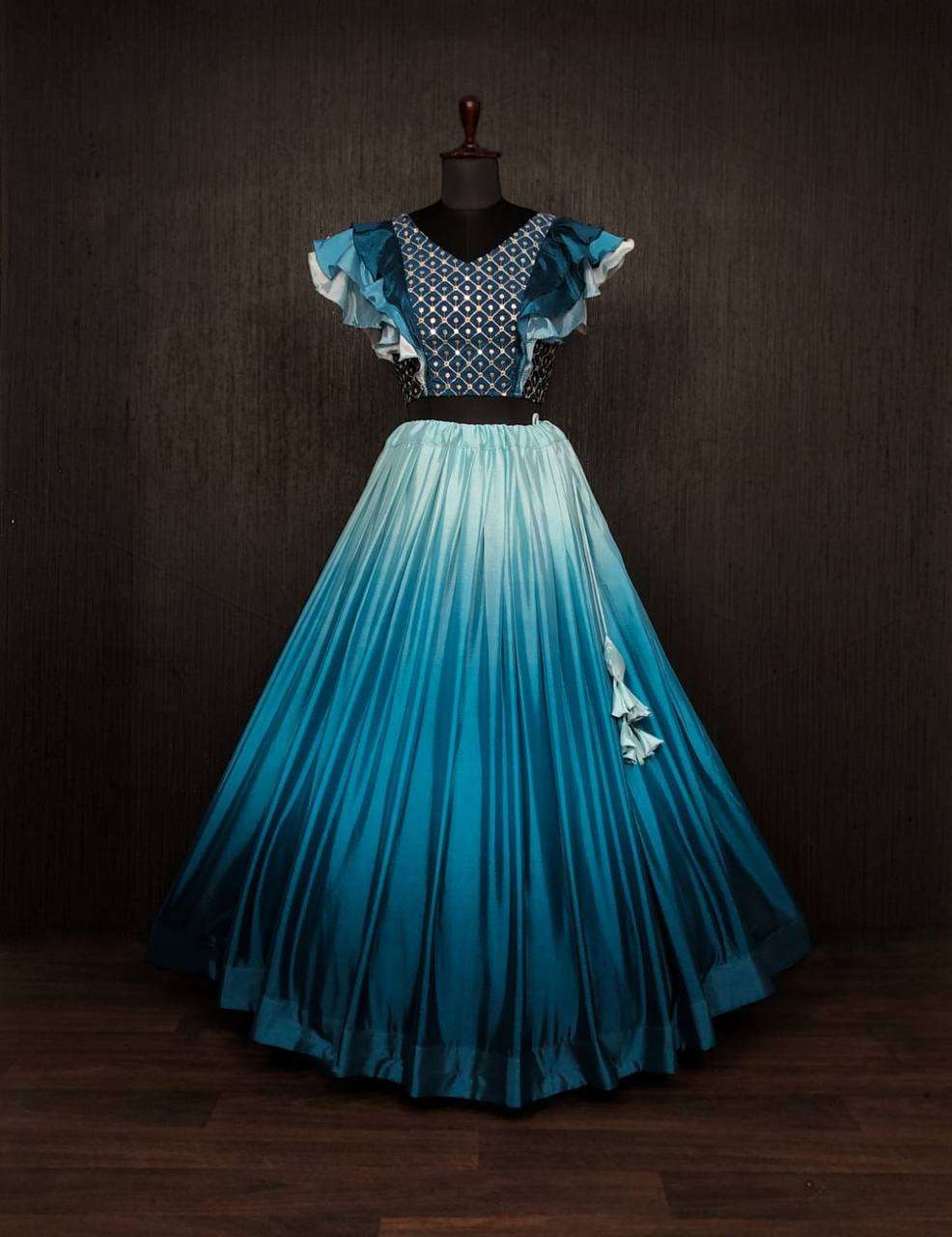 KA-5009 COLOURS BY AQSAWHOLESALE CHINON HEAVY WORK READYMADE LEHENGAS
