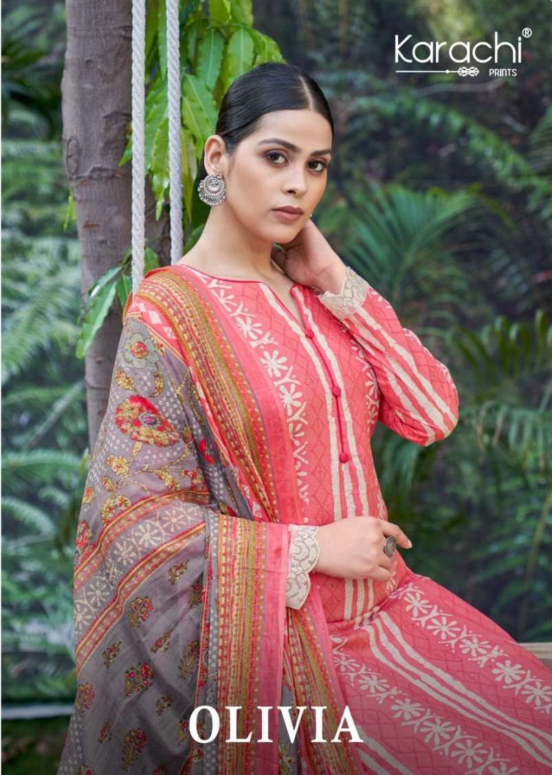 OLIVIA BY KARACHI PRINTS 72001 TO 72008 SERIES CAMBRIC COTTON EMBROIDERY WORK KDRESSES
