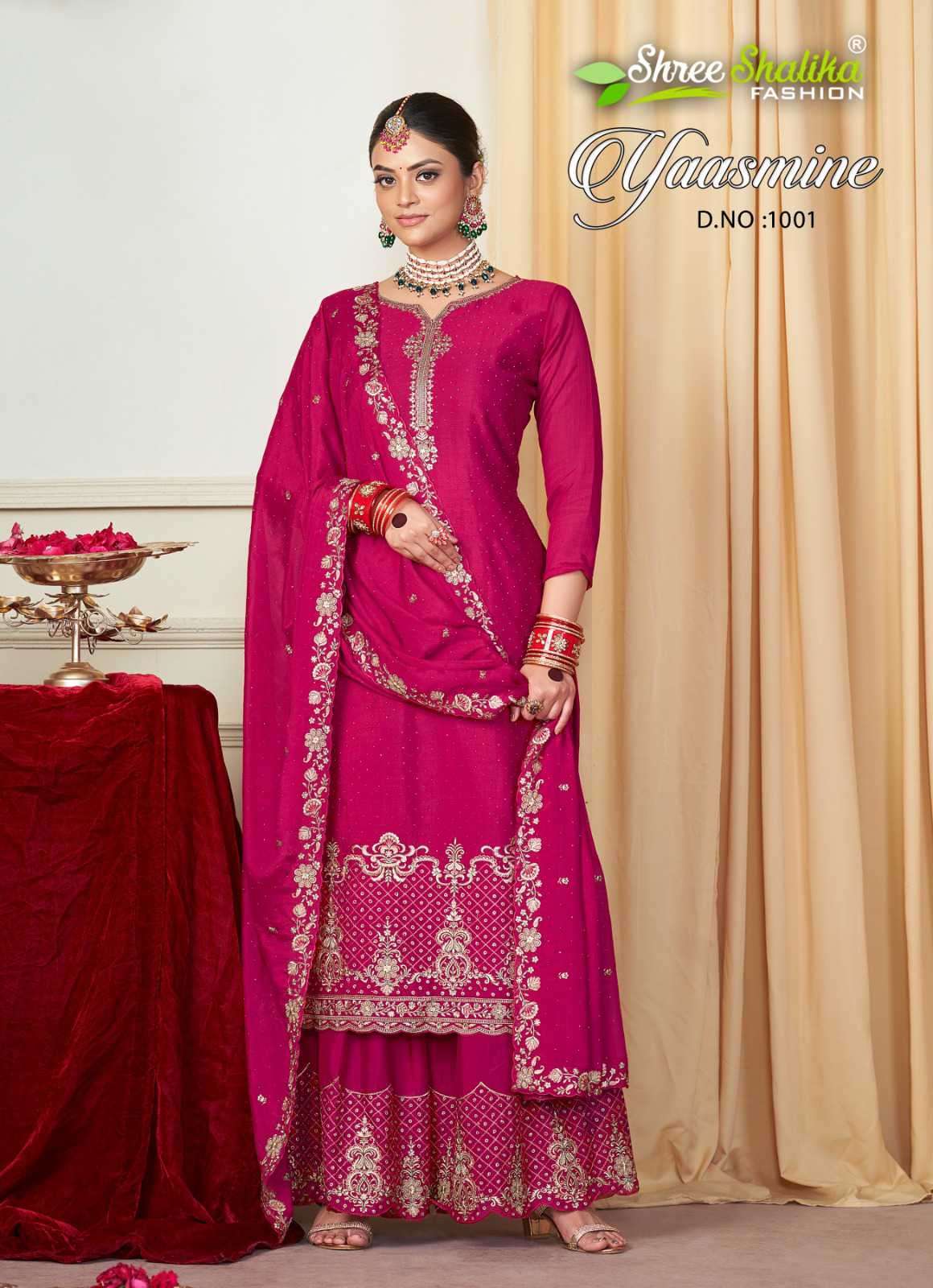 YAASMINE BY SHREE SARAYU 1001 TO 1006 SERIES CHINON CHIFFON HEAVY WORK DRESSES