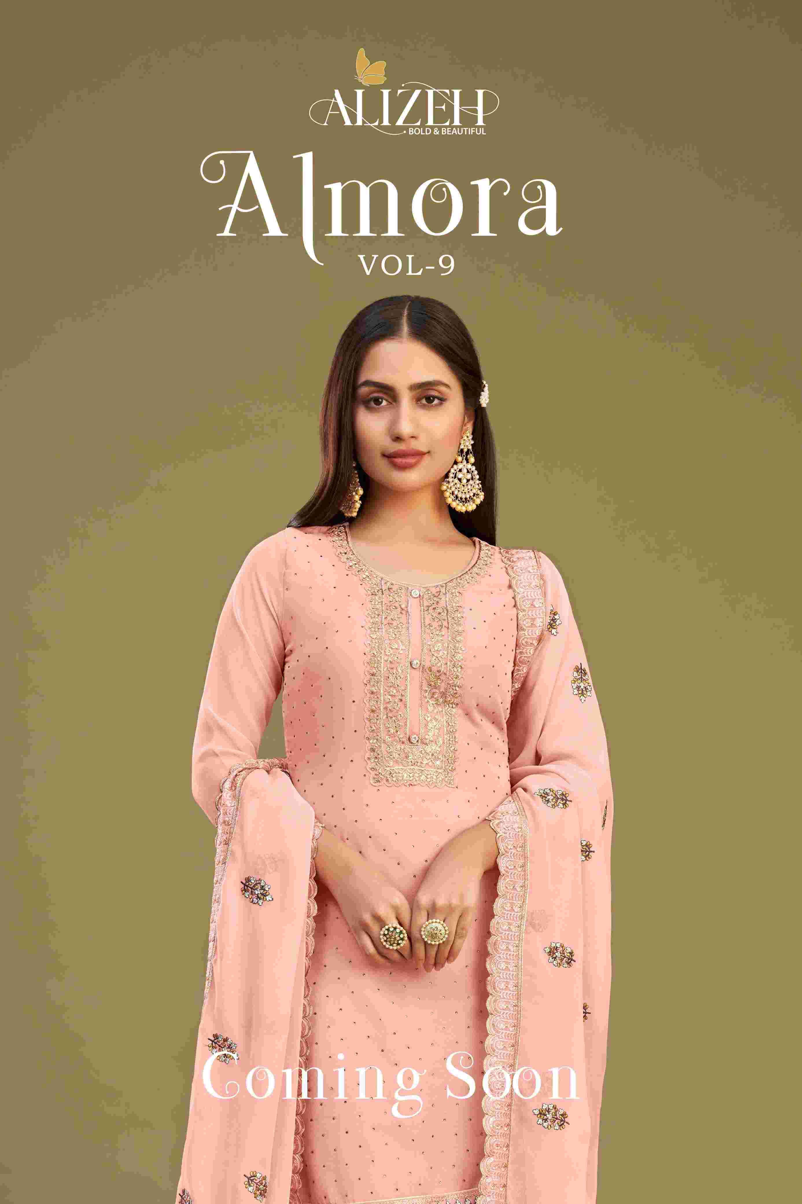 ALMORA VOL-9 BY ALIZEH 3034 TO 3037 SERIES GEORGETTE EMBROIDERY WORK DRESSES