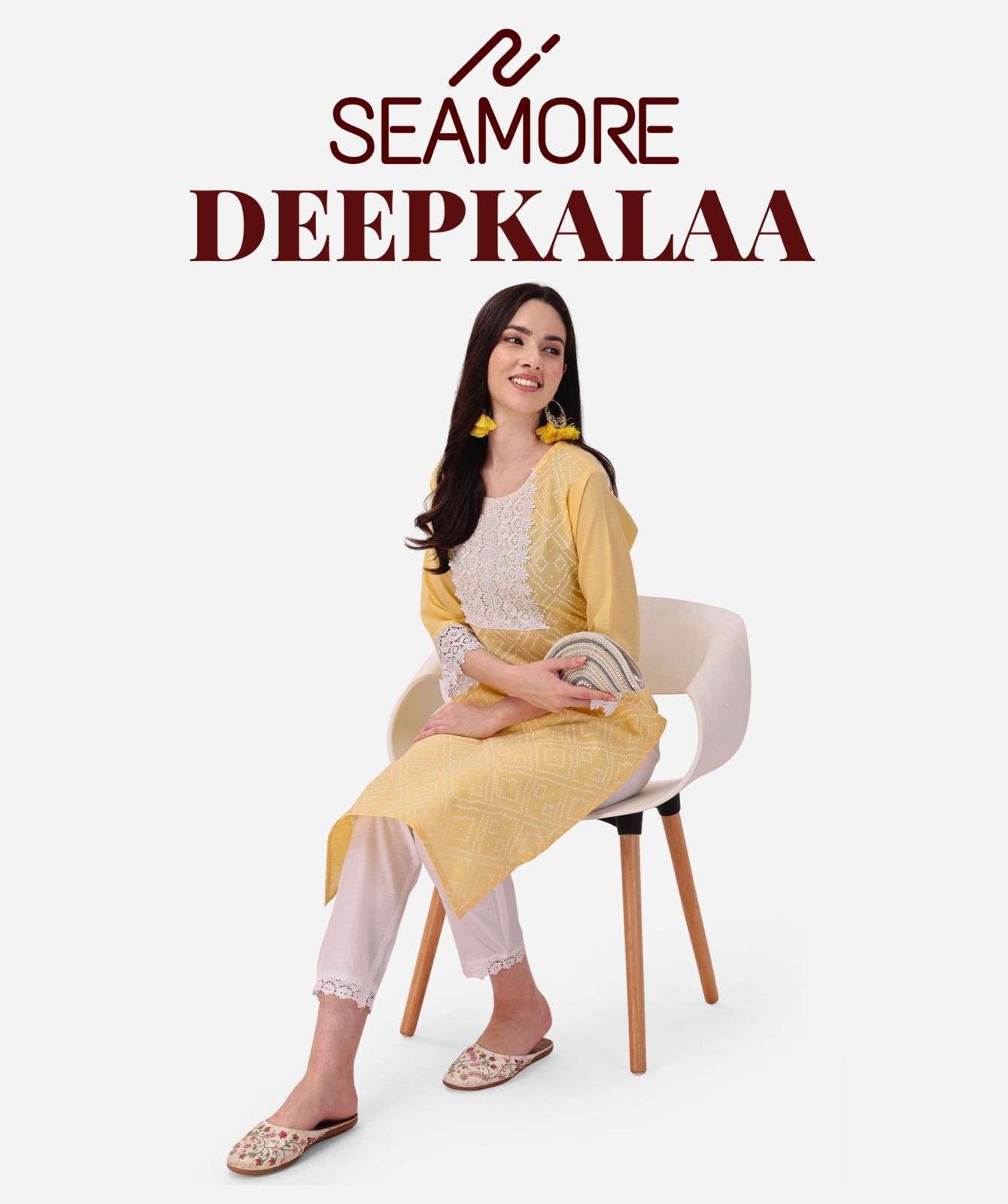DEEPKALAA BY SEAMORE 1031 TO 1034 SERIES COTTON SLUB PRINT WORK KURTI AND PANTS