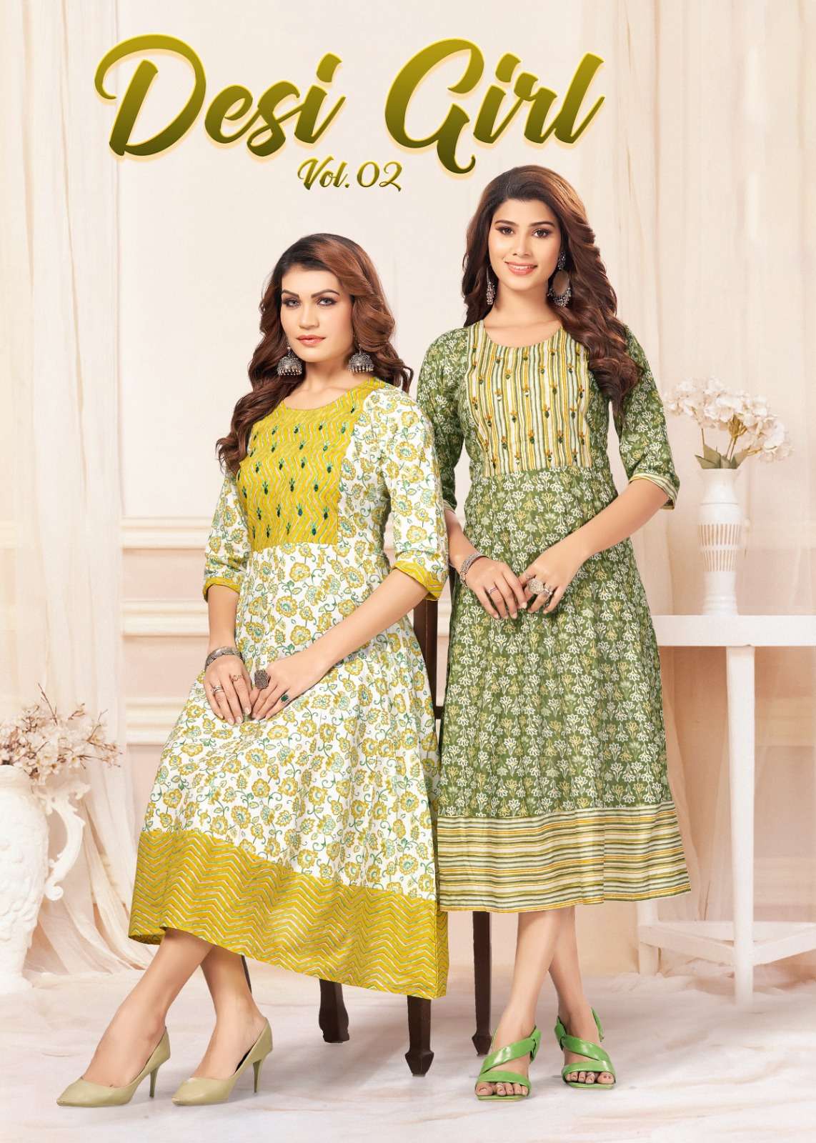 DESI GIRL VOL-2 BY MAYRA 80526 TO 80531 SERIES PURE CAMBRIC JAIPURI PRINT WORK KURTIS
