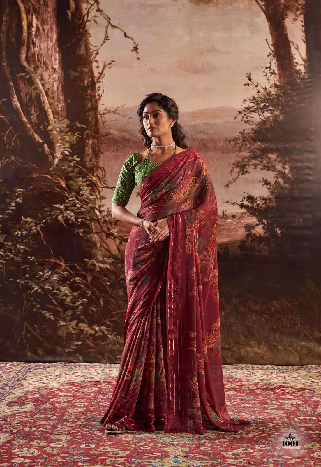 ELVA Y STAVAN 1001 TO 1010 SERIES GEORGETTE CHIFFON PRINT CASUAL SAREES