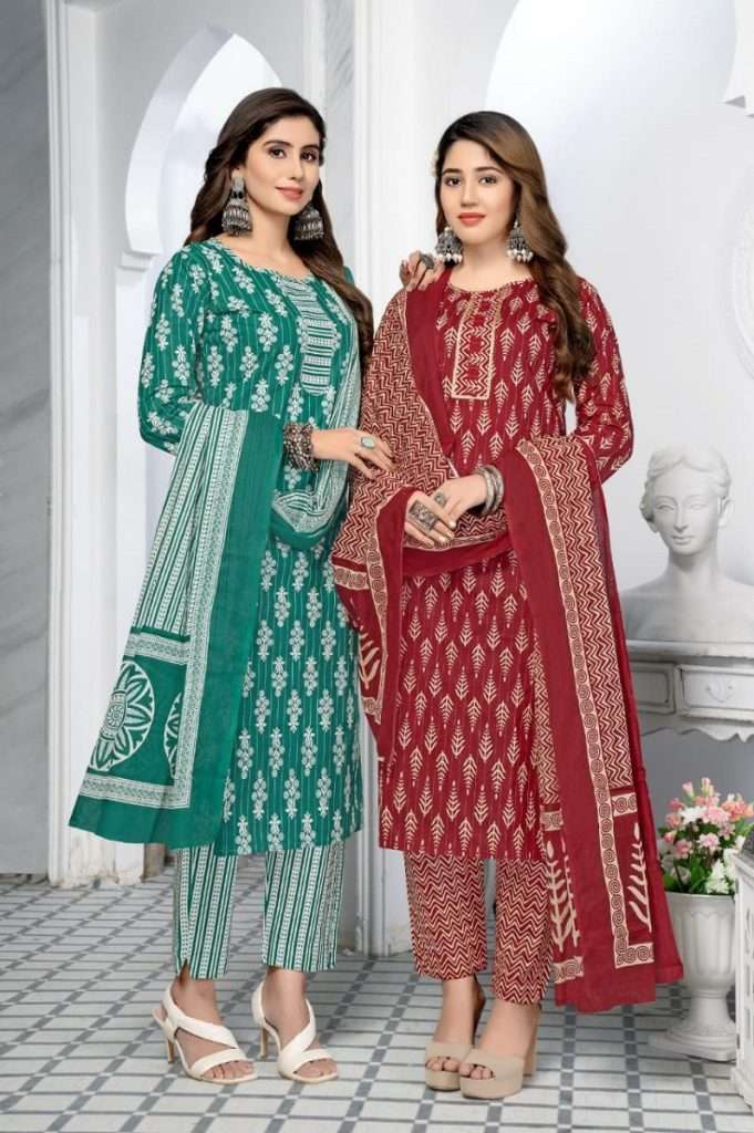 GLMOHAR VOL-4 BY MAYUR CREATION 4001 TO 4010 SERIES PURE COTTON PRINT DRESSES