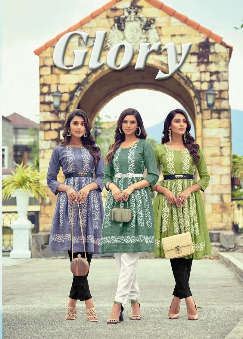 GLORY BY POONAM DESIGNER 10001 TO 10008 SERIES SOFT VISCOSE PRINT WORK KURTIS