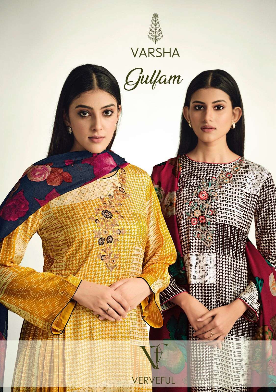 GULFAM BY VARSHA 71 TO 73 SERIES MUSLIN PRINT EMBROIDERY WORK DRESSES