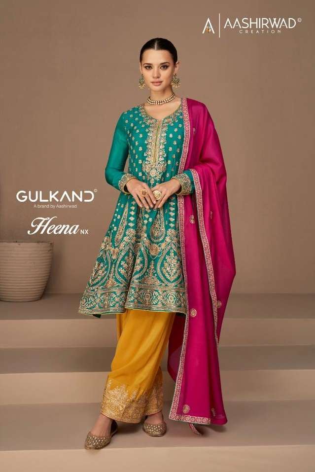 HEENA NX BY AASHIRWAD CREATION 9587 & 9588 SERIES PREMIUM SILK HEAVY EMBROIDERY DRESSES