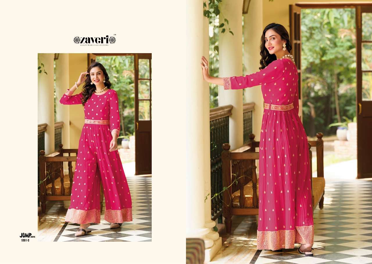 JUMP SUITS HIT DESIGNS BY ZAVERI CHINON GEORGETTE HEAVY WORK JUMP SUITS