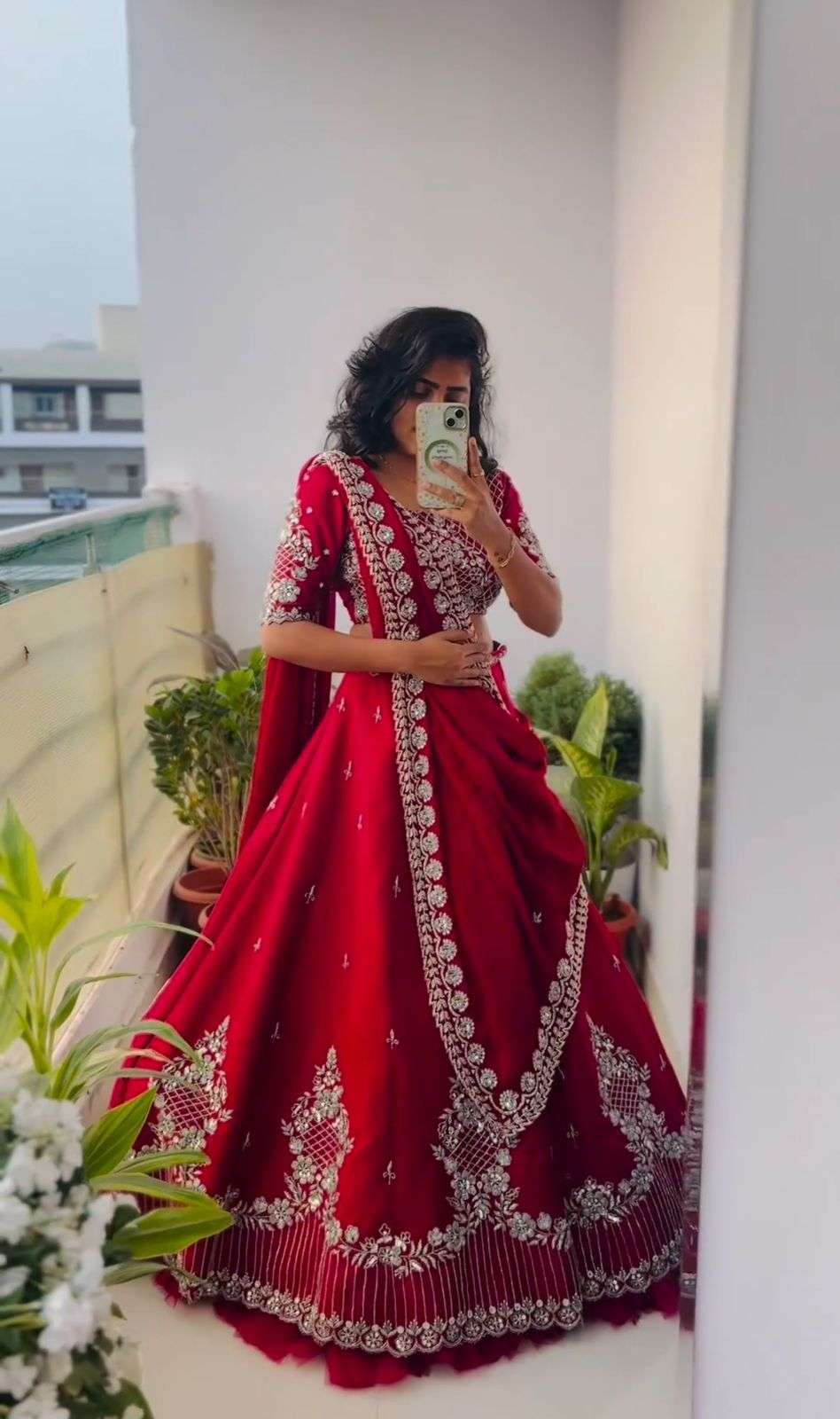 MJ-094 BY AQSAWHOLESALE CHINON EMBROIDERY WORK READYMADE LEHENGA