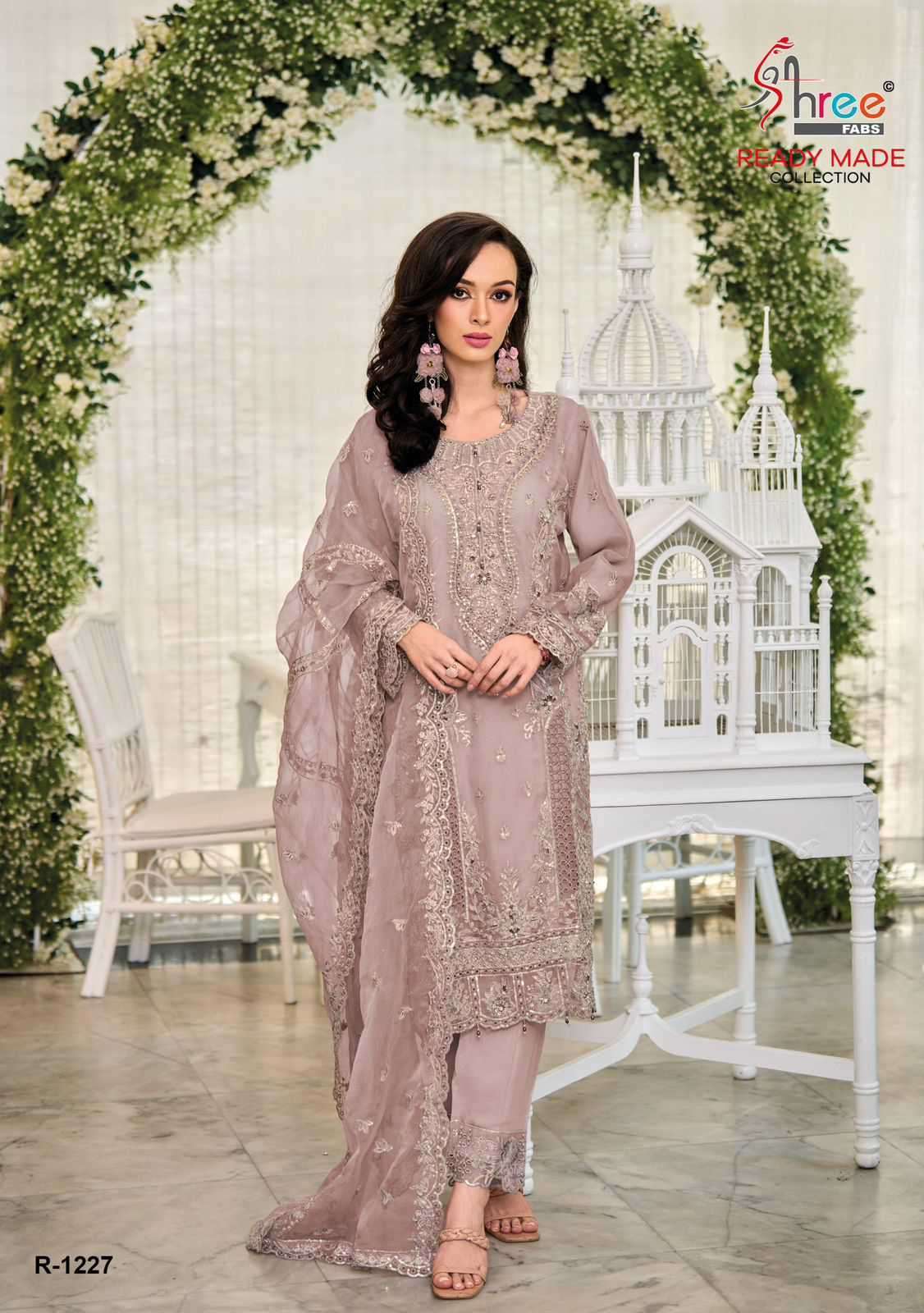 R-1227 COLOURS BY SHREE FABS 1227-A TO 1227-D SERIES ORGANZA WORK READYMADE DRESSES
