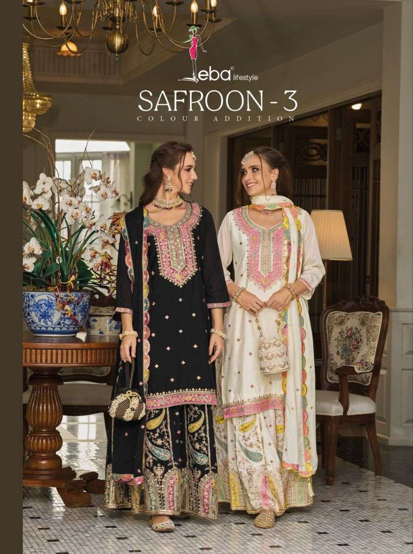 SAFROON VOL-3 COLOUR EDITION BY EBA LIFESTYLE CHINON WORK READYAMDE DRESSES