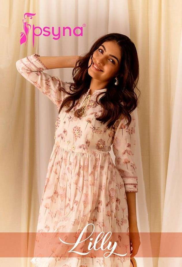 LILY BY PSYNA 1001 TO 1005 SERIES LINEN PRINT WORK TUNICS