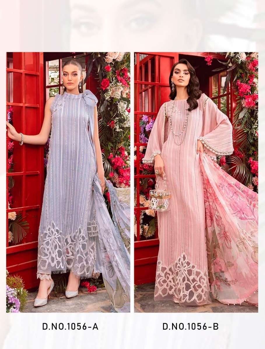 M PRINT 1056-A & 1056-B HITS BY AASHA DESIGNER COTTON PRINT WORK PAKISTANI DRESSES