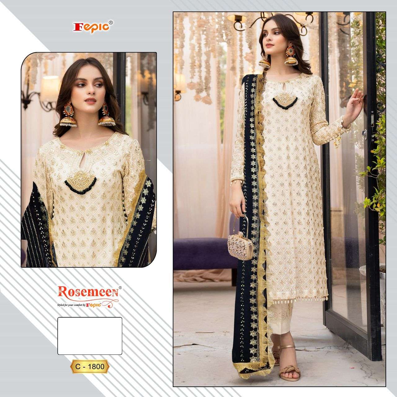 ROSEMEEN 1800-A TO 1800-D SERIES BY FEPIC GEORGETTE EMBROIDERY WORK PAKISTANI DRESSES