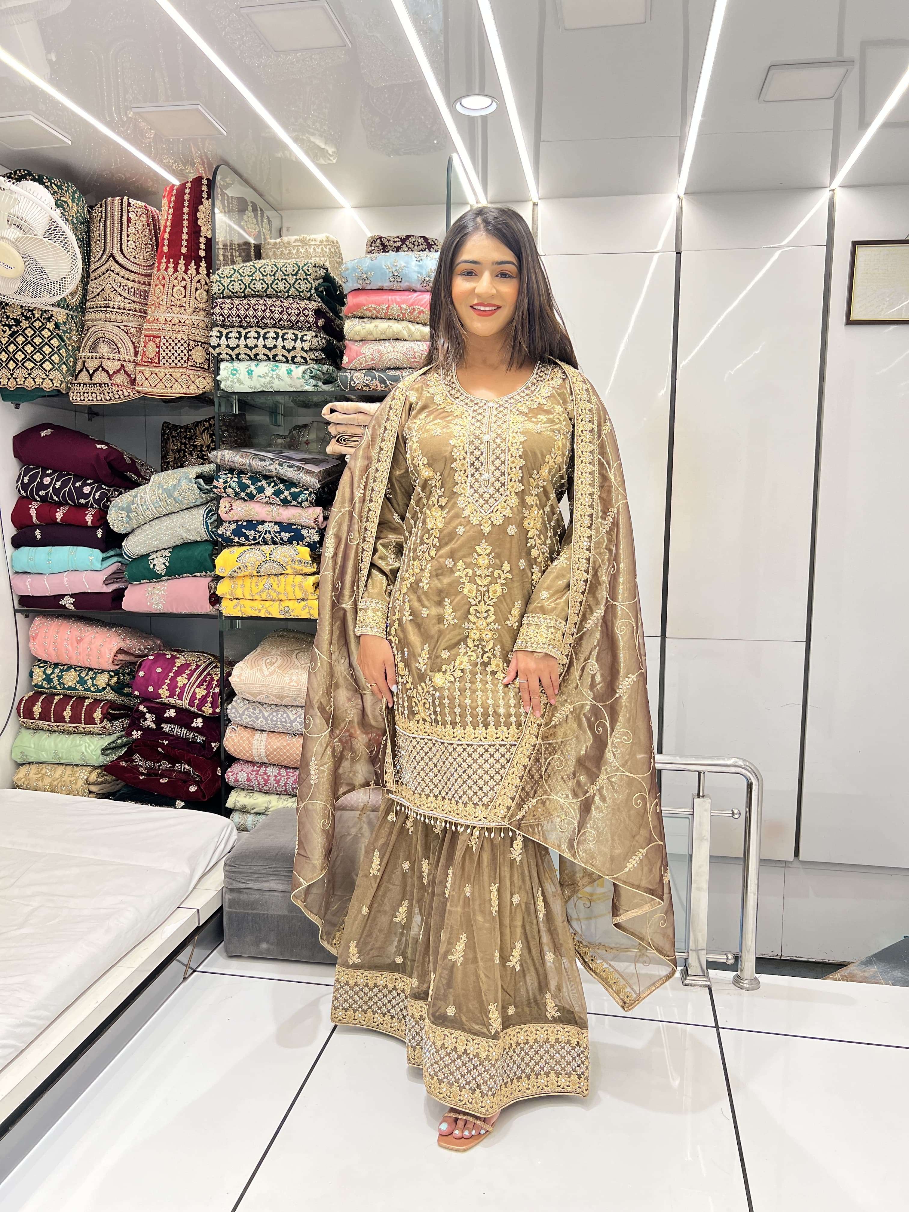 SRK-1780 NX BY AQSAWHOLESALE FANCY FABRIC HEAVY DIAMOND WORK READYMADE DRESSES