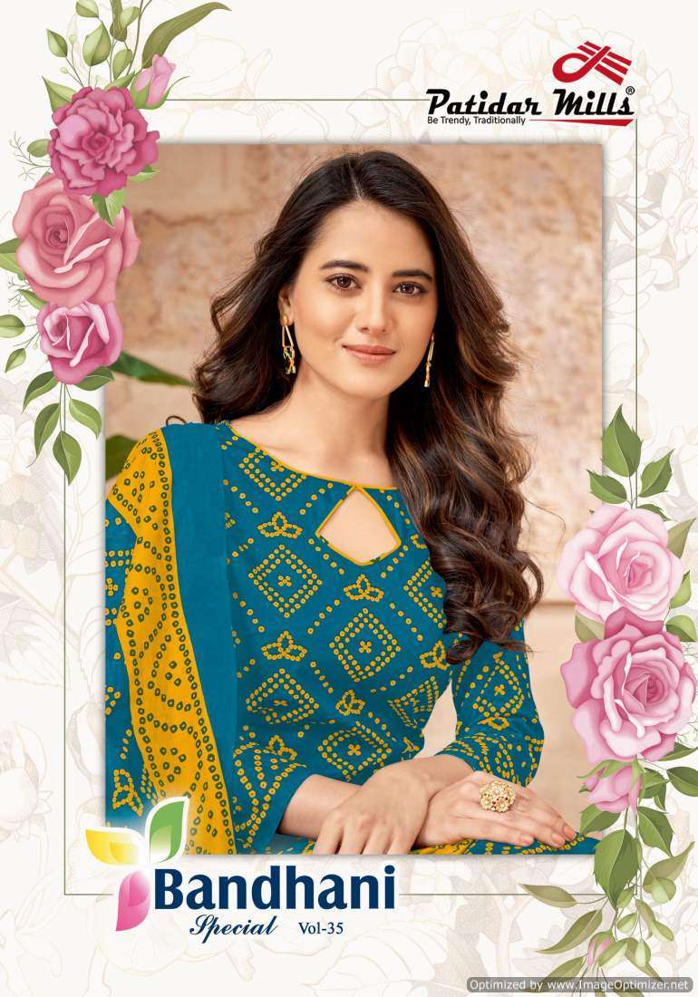 BANDHANI SPECIAL VOL-35 BY PATIDAL MILLS 3501 TO 3510 SERIES PURE COTTON PRINT DRESSES