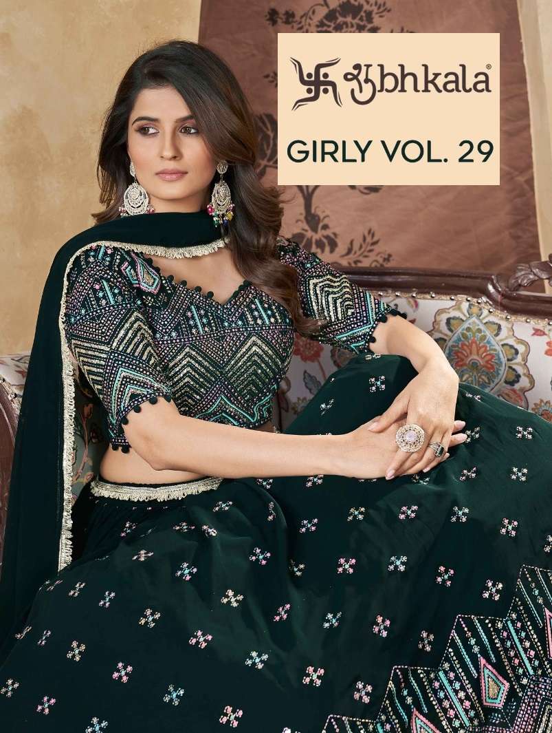 GIRLY VOL-29 BY SHUBHKALA 2401 TO 2403 SERIES GEORGETTE PRINT WORK READYMADE LEHENGAS