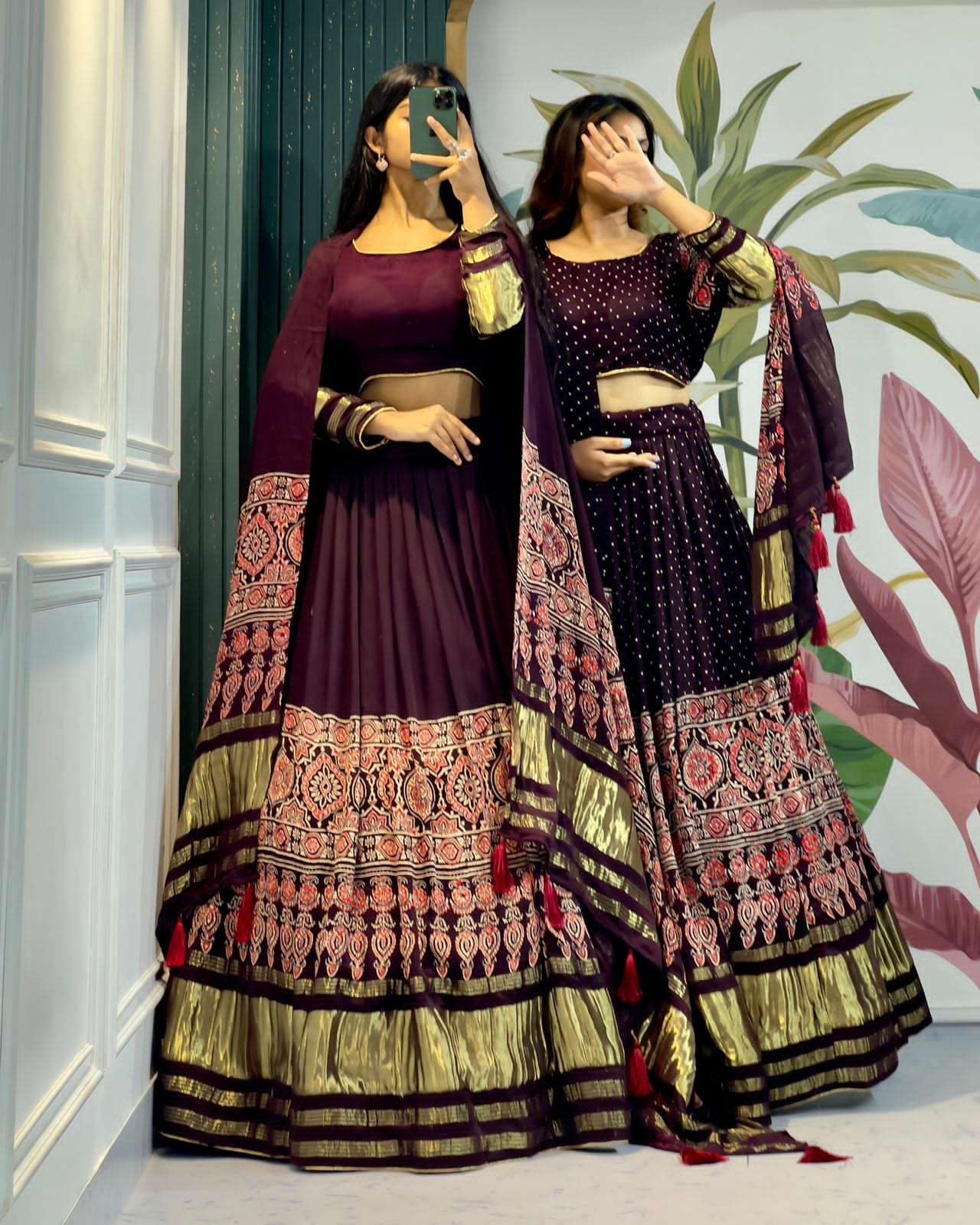 ASR-1302 COLOURS BY AQSAWHOLESALE PURE AJRAKH PRINT READYMADE CHANIYA CHOLIS