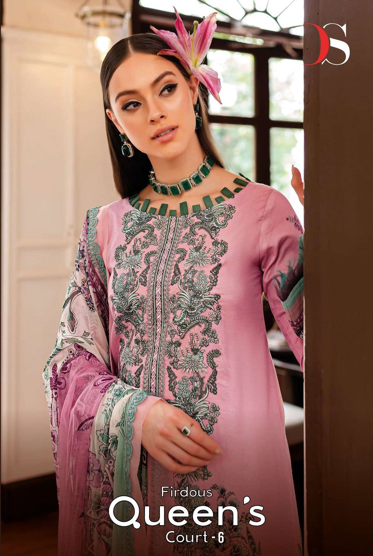 FIRDOUS QUEENS COURT VOL-6 BY DEEPSY SUITS 6001 TO 6008 SERIES PURE COTTON WORK DRESSES