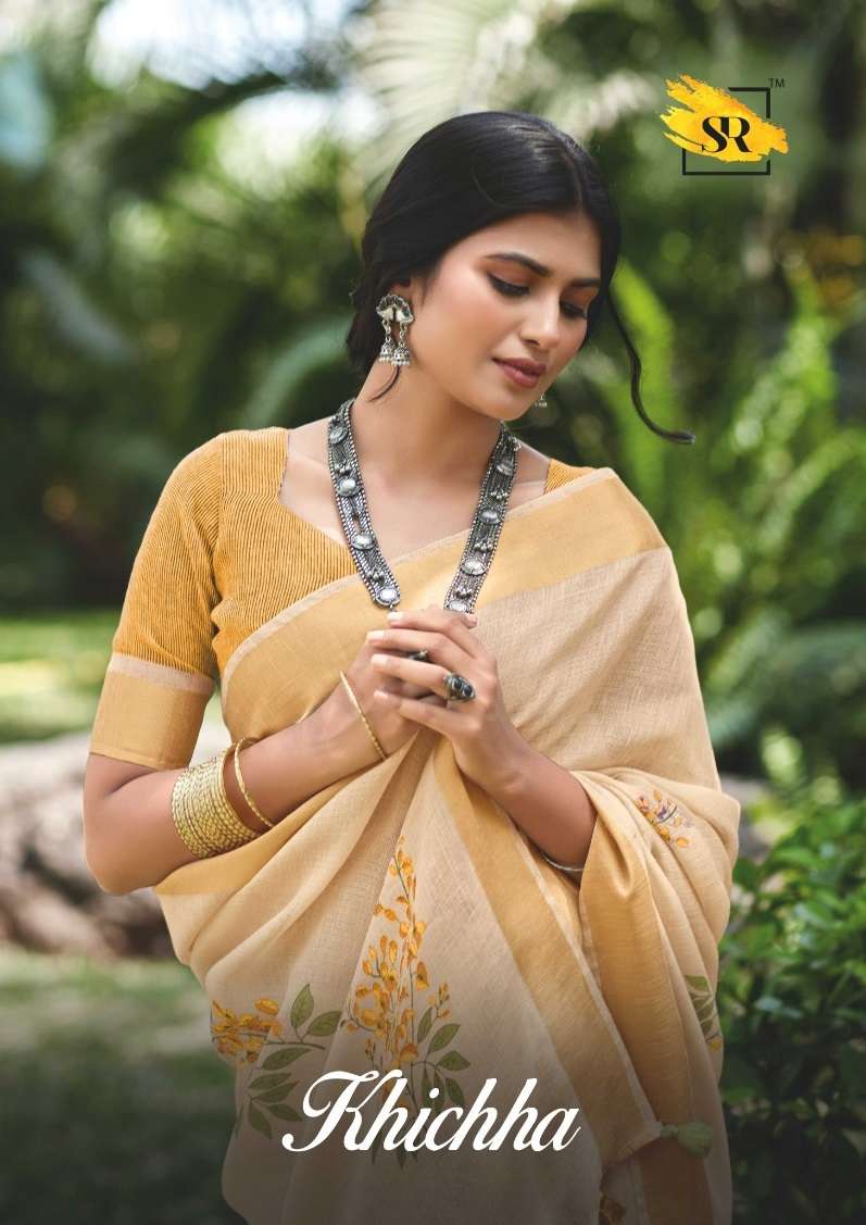 KHICHHA BY AQSAWHOLESALE 1001 TO 1005 SERIES LINEN KHICHHA PRINT SAREES