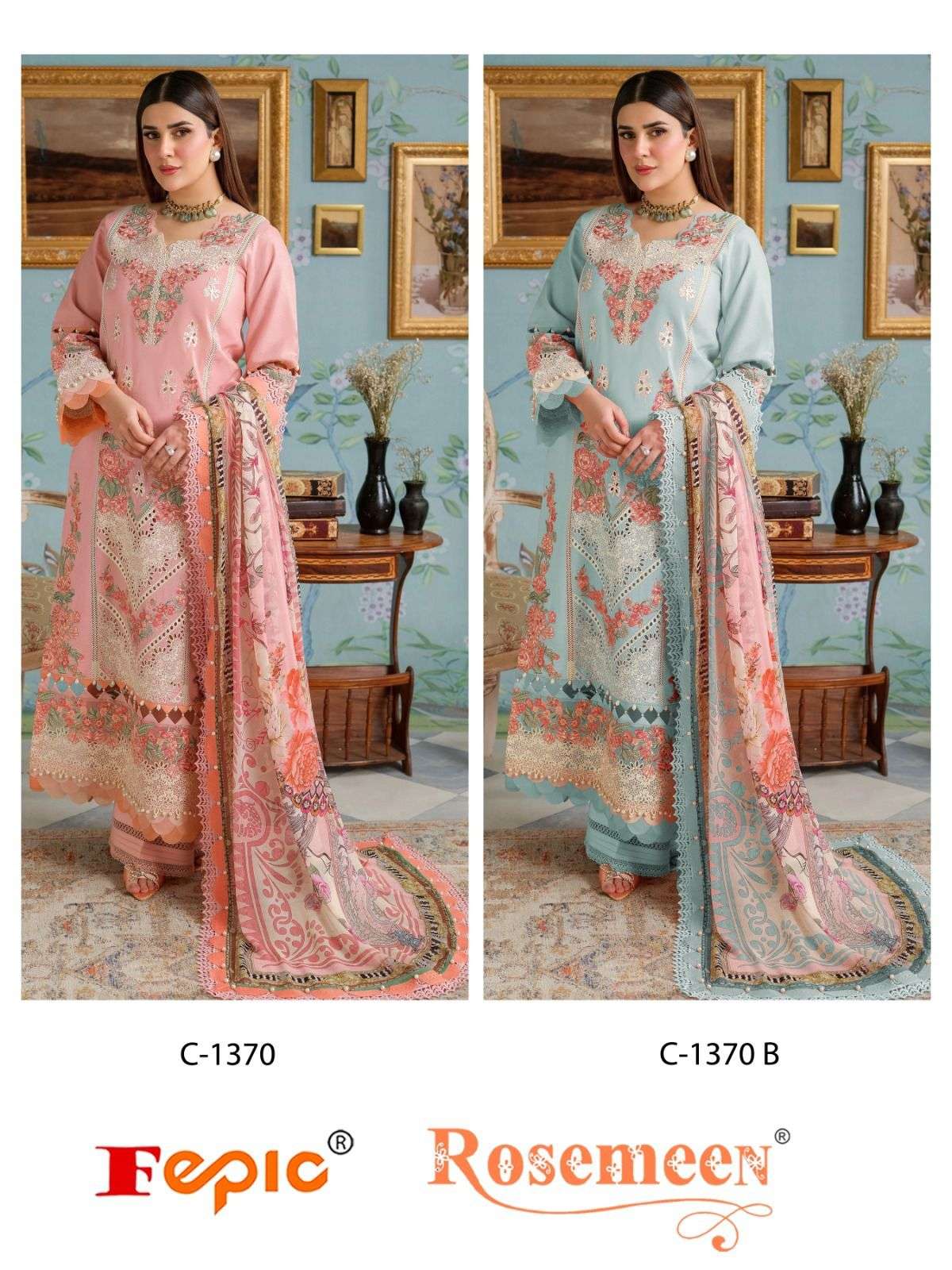 ROSEMEEN 1370 NX BY FEPIC PURE COTTON PRINT EMBROIDERY WORK PAKISTANI DRESSES