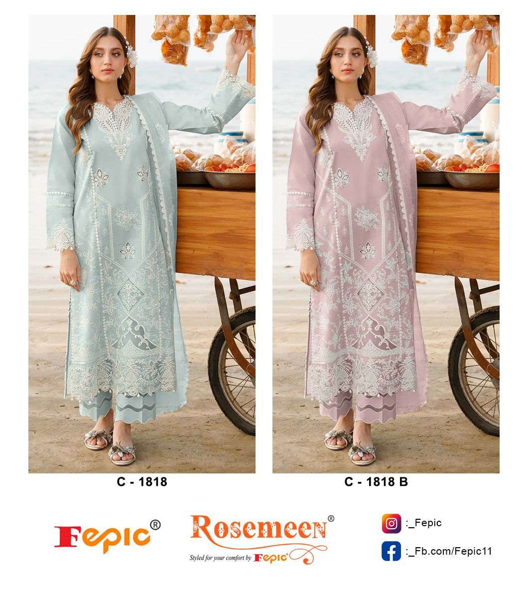 ROSEMEEN 1818-NX BY FEPIC PURE COTTON EMBROIDERY WORK PAKISTANI DRESSES