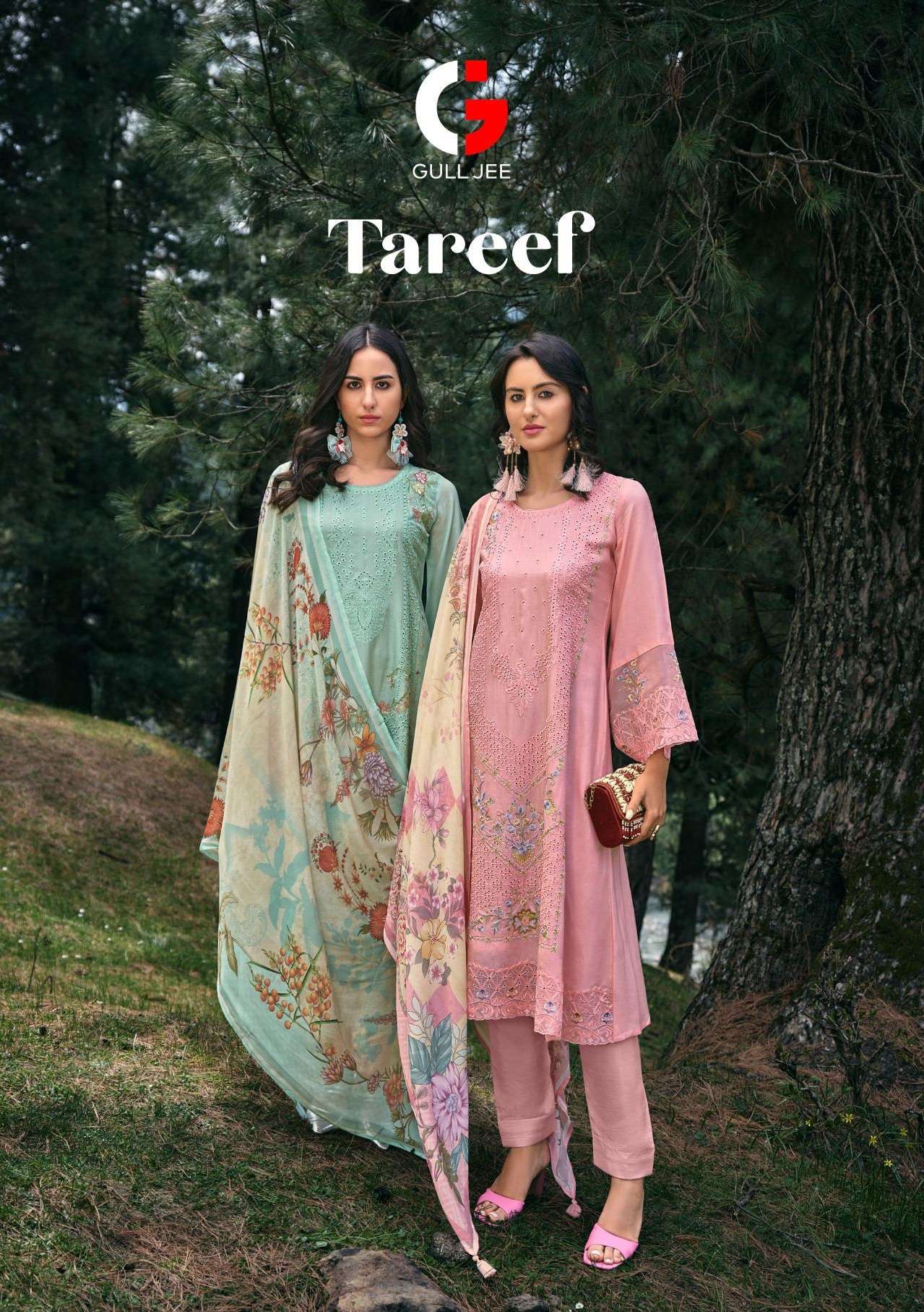 TAREEF BY GULL JEE 1001 TO 1006 SERIES PURE RUSSIAN SILK HEAVY WORK DRESSES