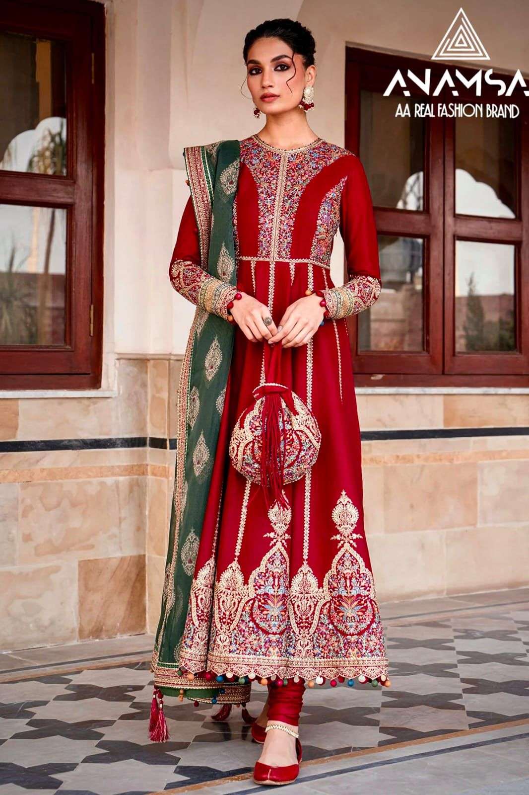 ANAMSA 475 HIT DESIGN BY ANAMSA RAYON COTTON EMBOIDERY WORK PAKISTANI DRESS