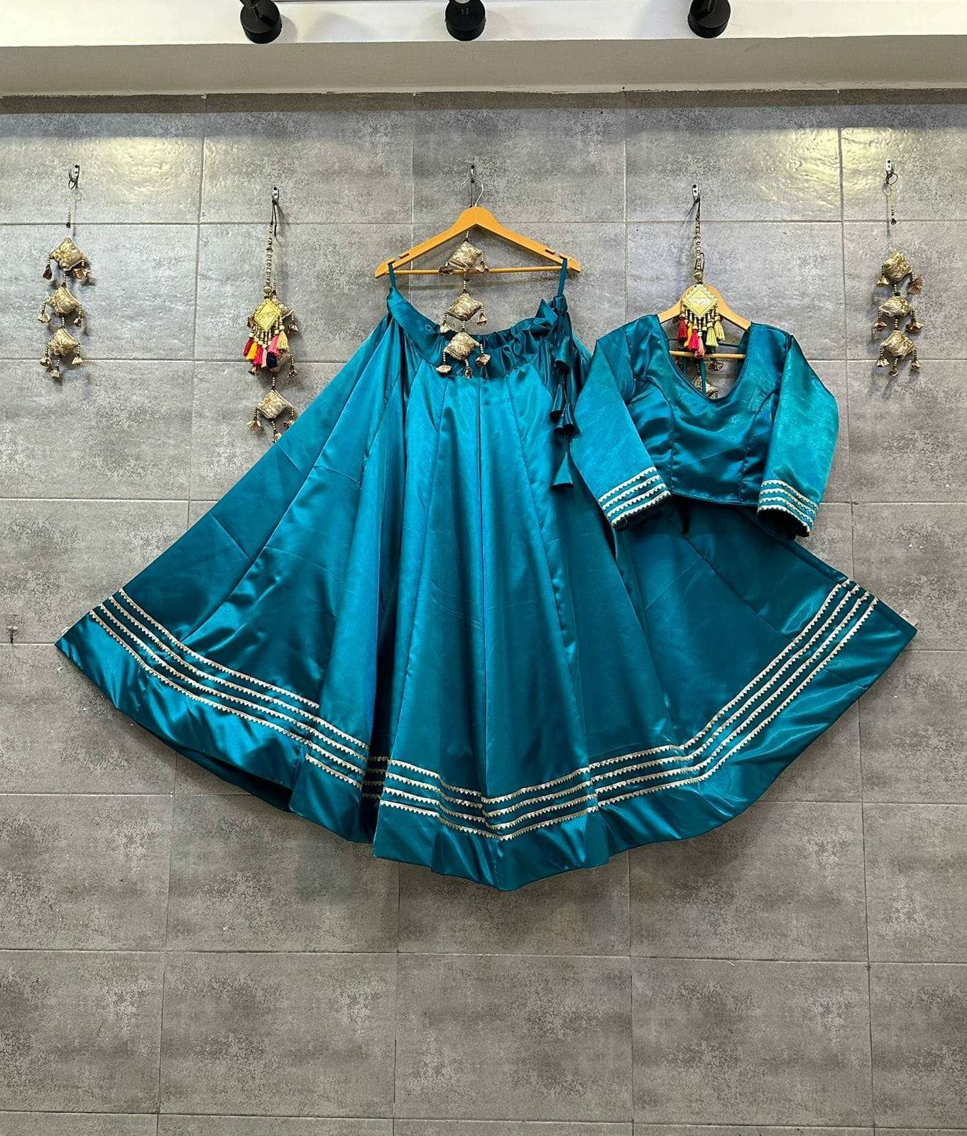 ASR-1323 COLORS BY AQSAWHOLESALE GAJI SILK FANCY WORK READMADE CHANIYA CHOLIS