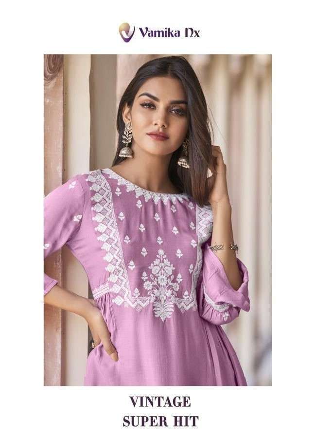 VINTAGE SUPER HIT BY VAMIKA NX 905-A TO 905-E SERIES HEAVY RAYON WORK CO-ORD SET