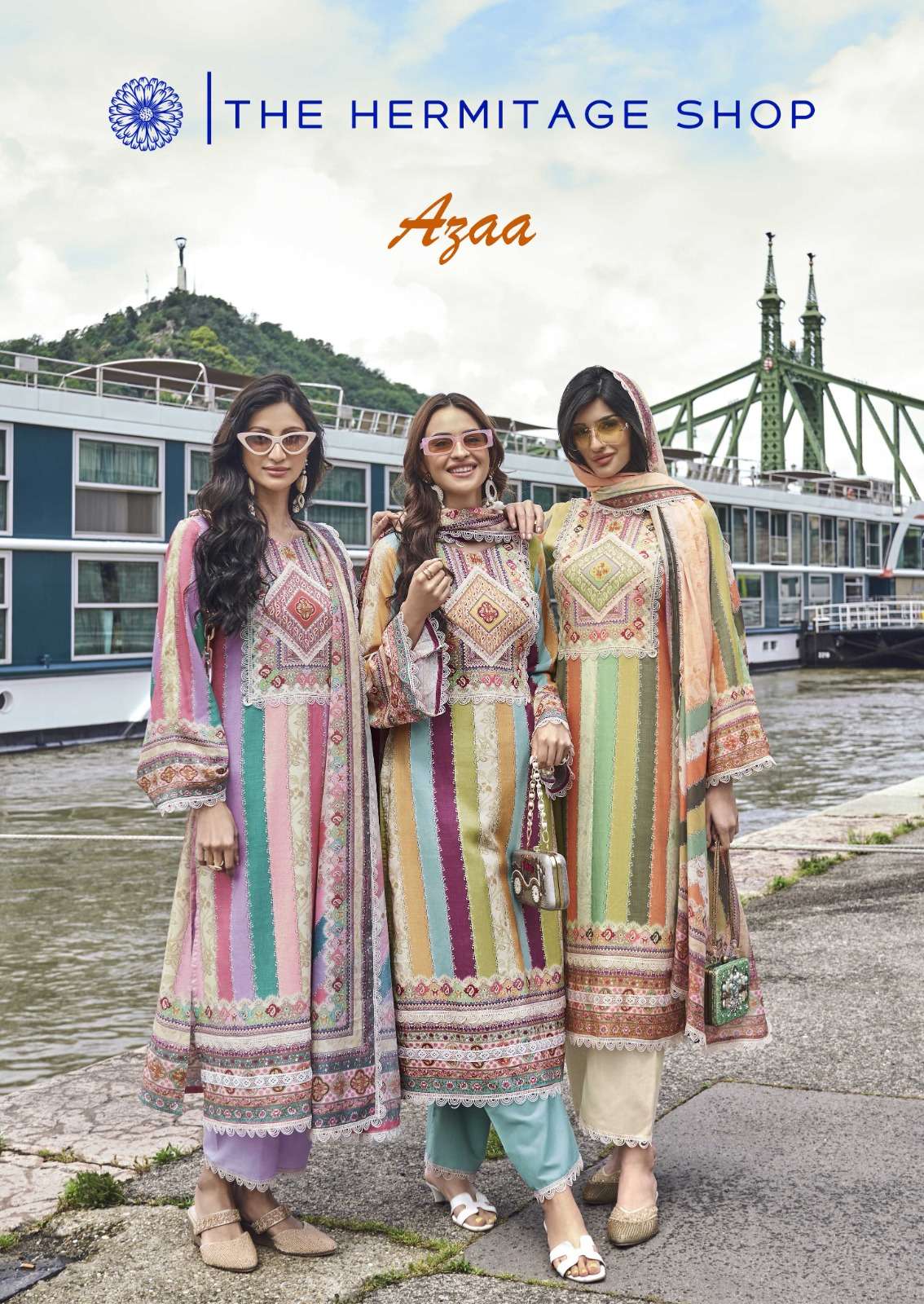 AZAA BY THE HERMITAGE SHOP 9000 TO 9005 SERIES PURE COTTON PRINT WORK DRESSES