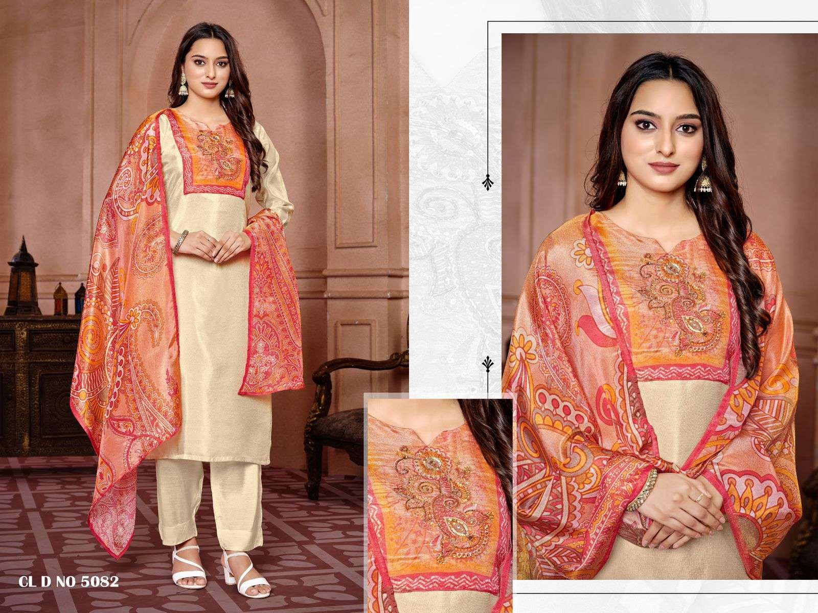 CL-5082 TO CL-5084 HITS BY COLORX PURE GOLD TISSUE PRINT WORK READYMADE DRESSES